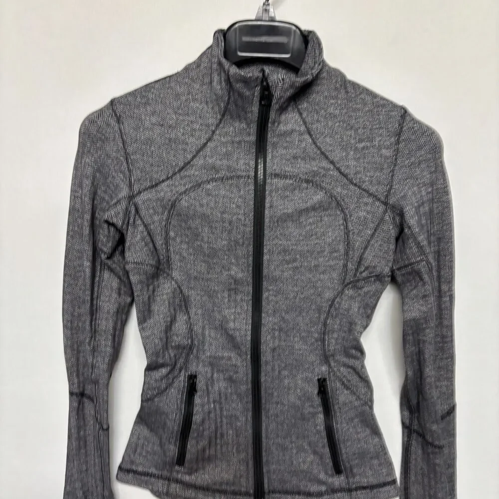 Lululemon Women Define Jacket Size 2 Herringbone Gray Full Zip C131 -8